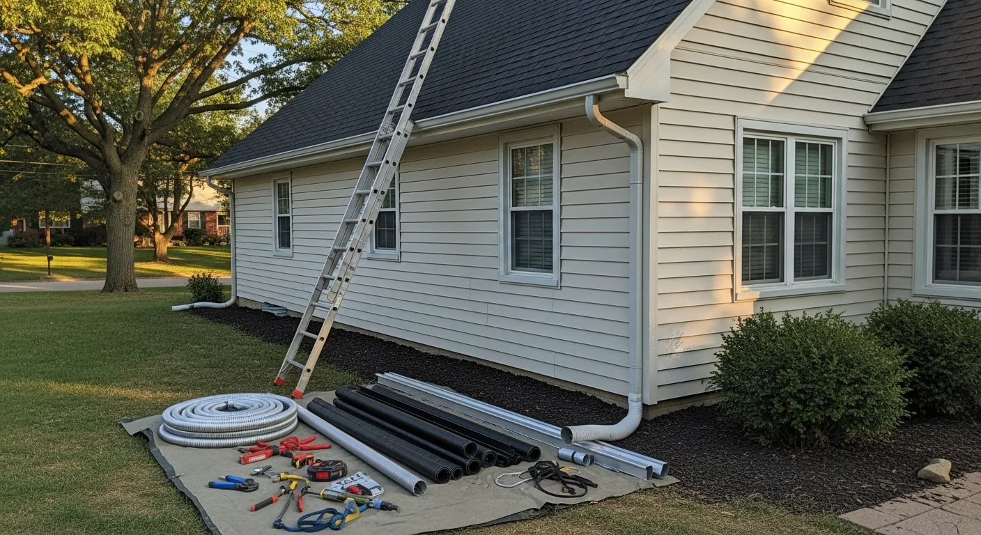 Professional gutter installation and gutter guard protection on residential home