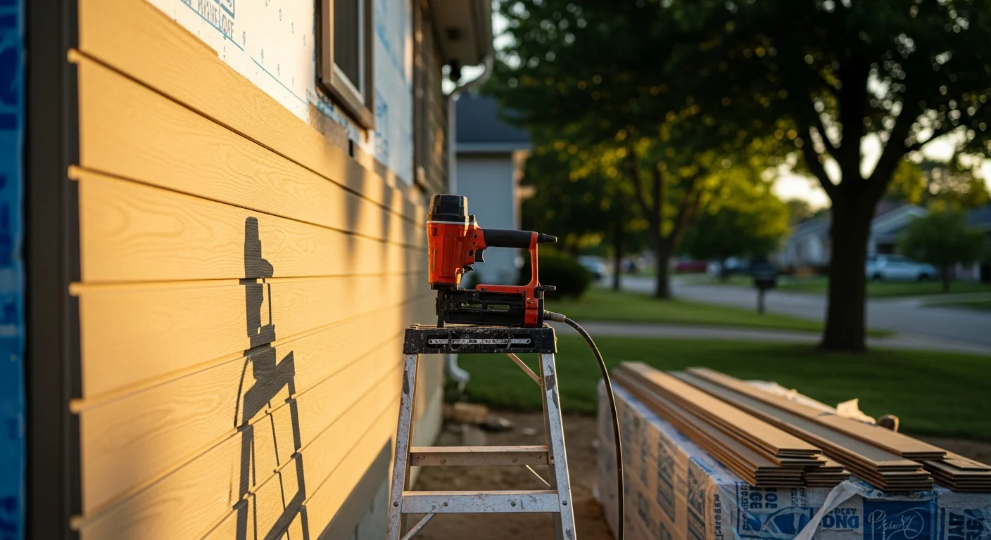 New siding installation on residential home exterior
