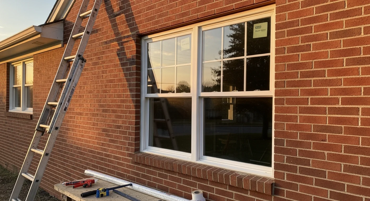 Professional window installation on residential home